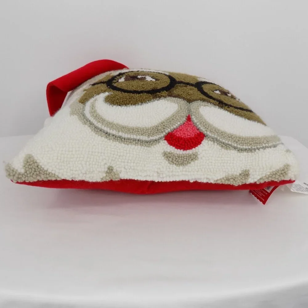 African American Santa Face Pillow Glasses Red Hat Ashland 16 x 16 Christmas New